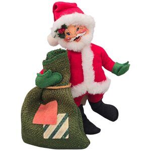 Annalee Dolls 7" Santa Cloth Figure With Gift Bag Sack Vintage 1999 w/ Tags